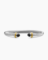Classic Cable Bracelet in Sterling Silver with 14K Yellow Gold and Black Onyx, 5mm